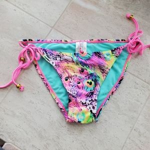 BIKINI BOTTOMS SZ XS PEACOCK DESIGN
